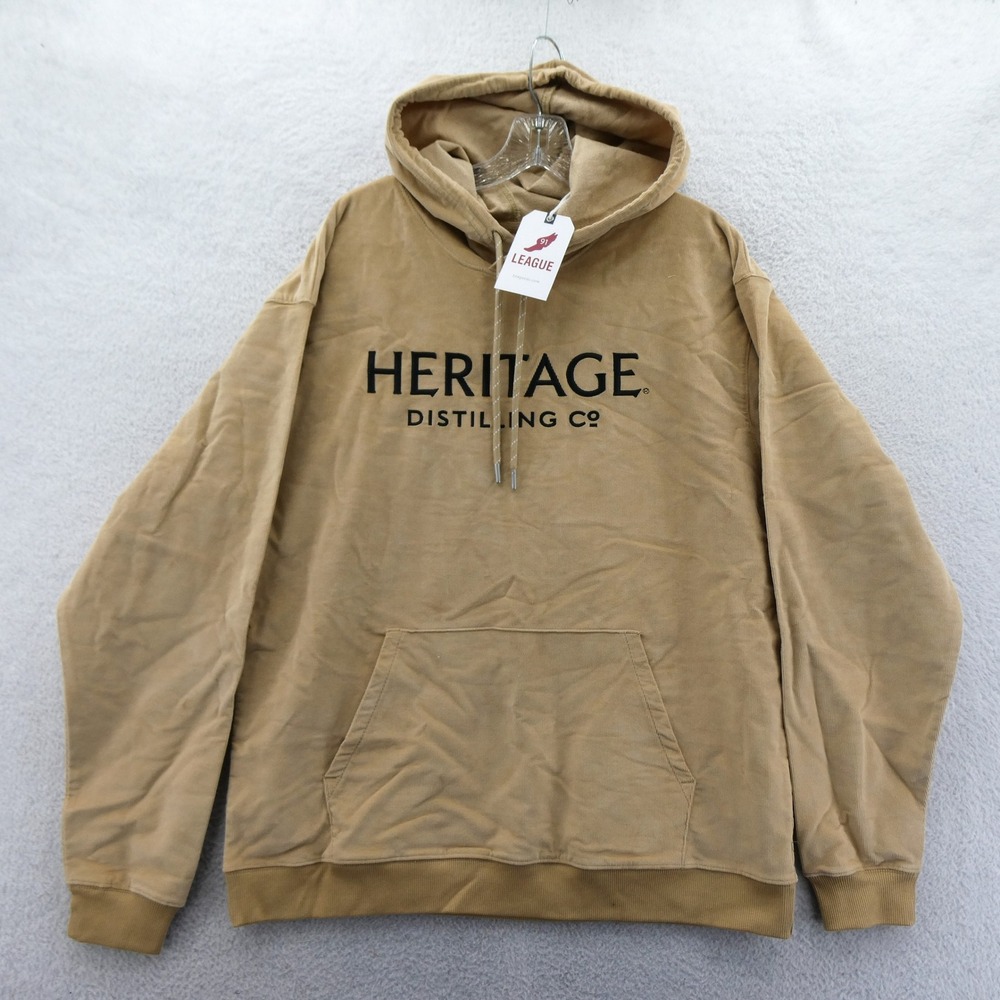 League Hoodie Womens Large Heritage Distilling Corduroy Tan Pullover Sweatshirt
